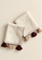 blanket stitch tasseled guest towel