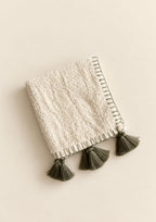 blanket stitch tasseled guest towel